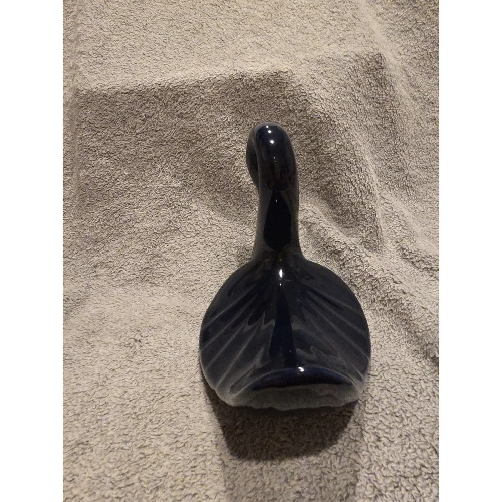 Vintage Swan Soap‎ Trinket Towel Dish Navy Blue Ceramic Elegant Cottage Grandma